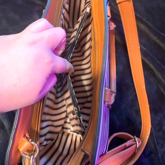 Black and white striped tote long and short strap - Picture 6 of 11